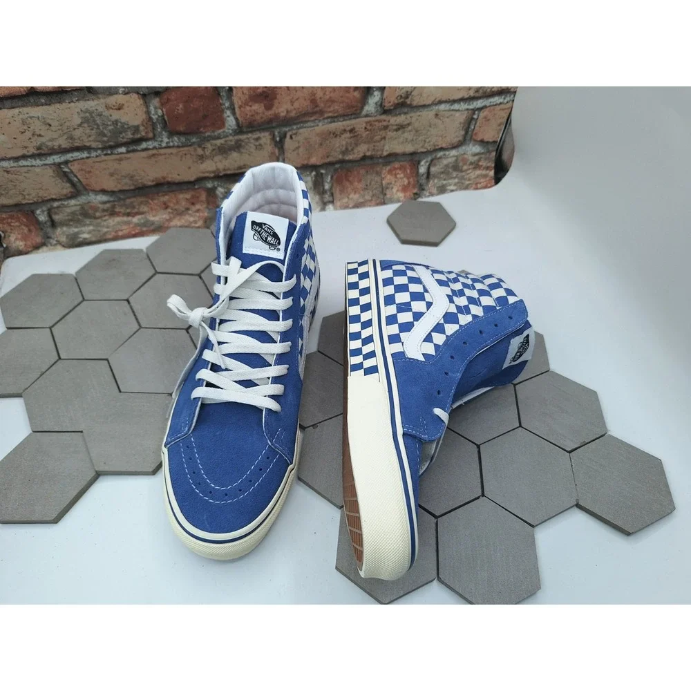 Vans Sk8-Hi Checkerboard Sidewall Classic Blue White Men Sz 10 Awake NY Style